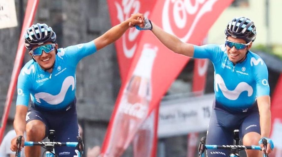 Richard-Carapaz - Mikel Landa Vuelta a Asturias (Ph. Movistar Team - Photo Gomez Sport)- Escarabajos Colombianos