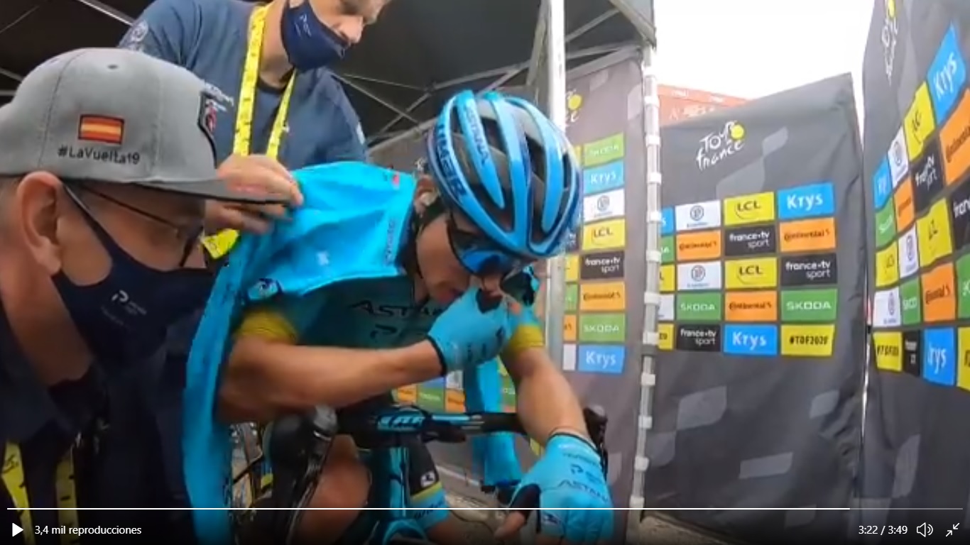 Vacío Miguel Ángel López etapa 17 Tour de Francia 2020 - www.ciclismocolombiano.com
