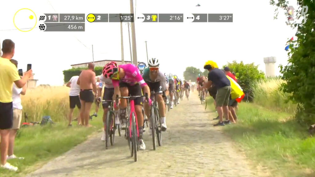 Bettiol en pavé con Pogacar