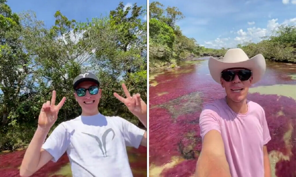 Tadej Pogacar y Rigoberto Urán en Caño Cristales Colombia
