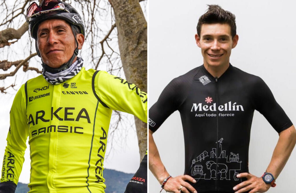 Miguel Ángel López con uniforme del Medellín junto a Nairo