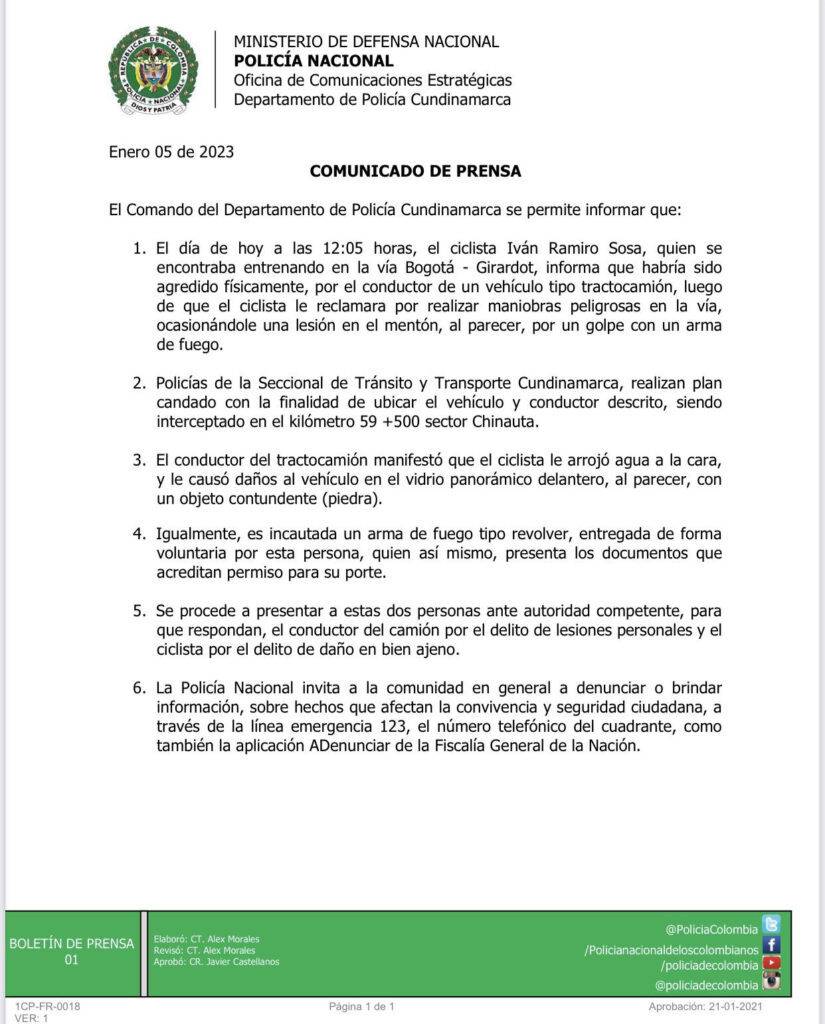 Informe Policía pelea Sosa