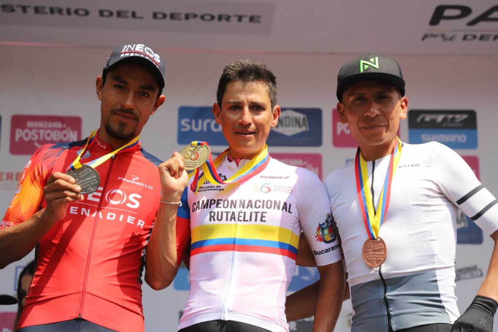 Nairo, Martínez y Esteban Chaves podio Nacionales de Ruta de Colombia 2023