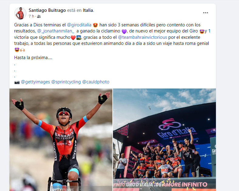 Mensaje Buitrago despedida Giro 2023