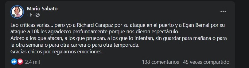 Mario Sábato en facebook 