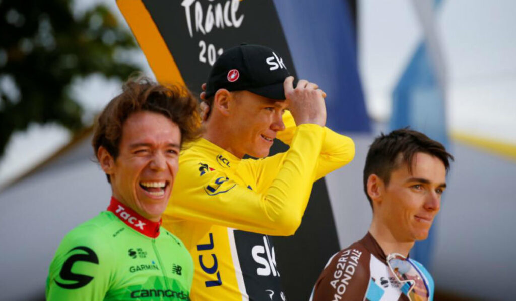 Urán y Froome en el podio del Tour 2017