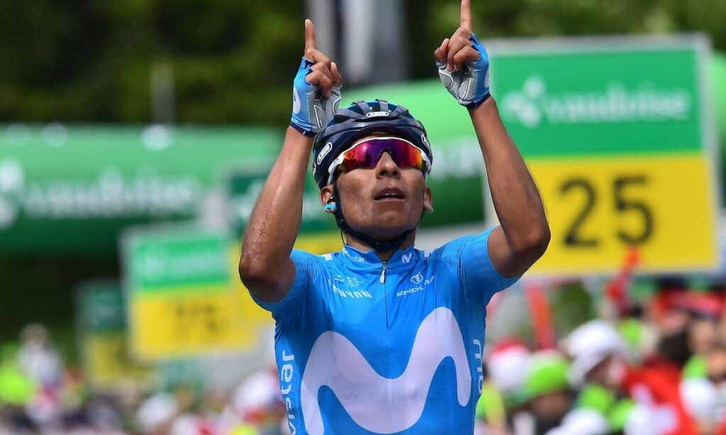 Nairo Quintana celebra con Movistar