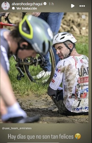 Álvaro Hodeg se cae en el GP de Denain 2024