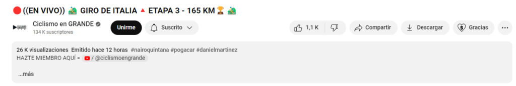 Imagen CEG etapa 3 Giro youtube