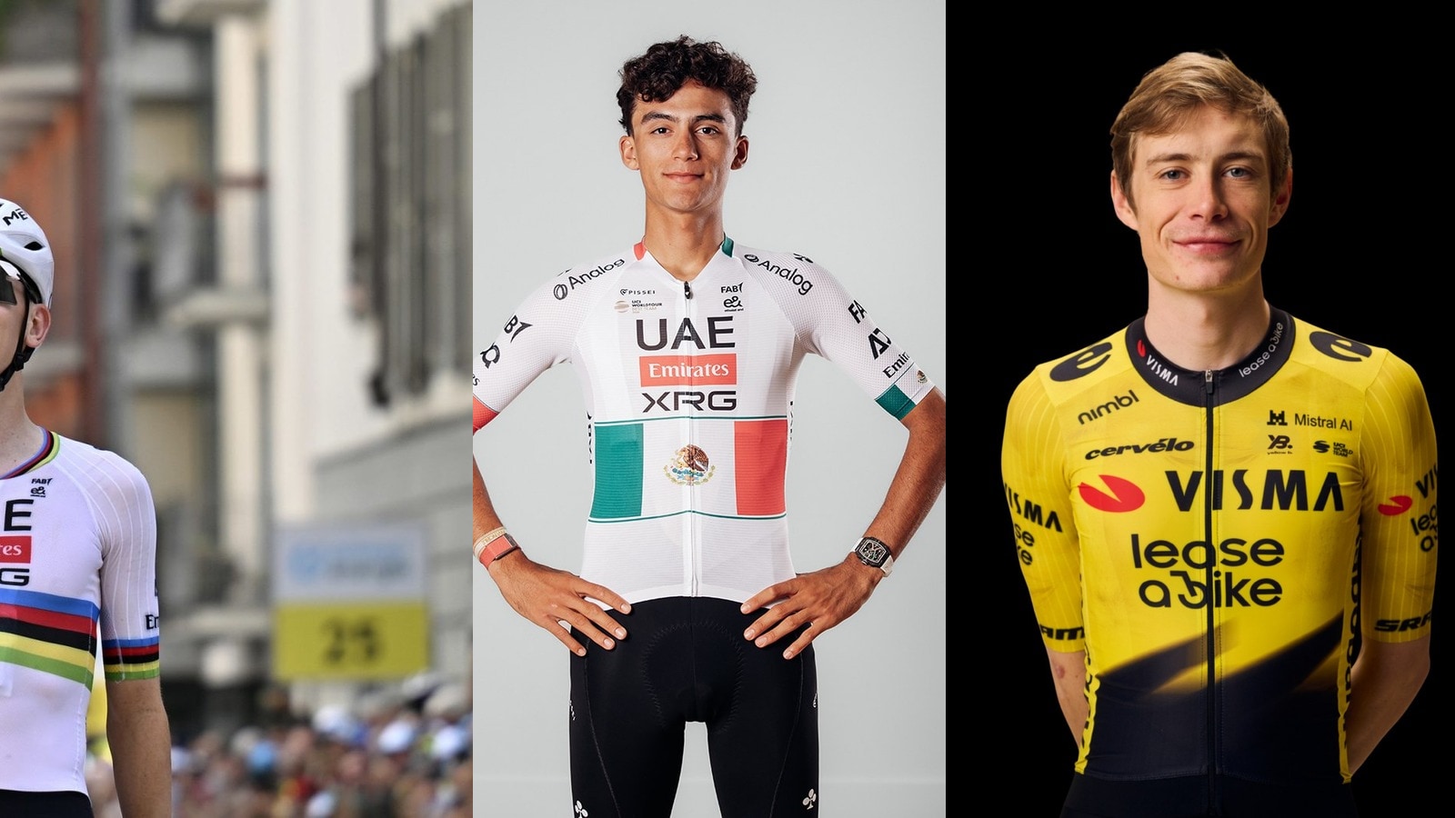 Manual para entender el Tour de Francia Tadej Pogacar, Isaac Del Toro y Jonas Vingegaard en imagen 16:9 para entender el Tour de Francia