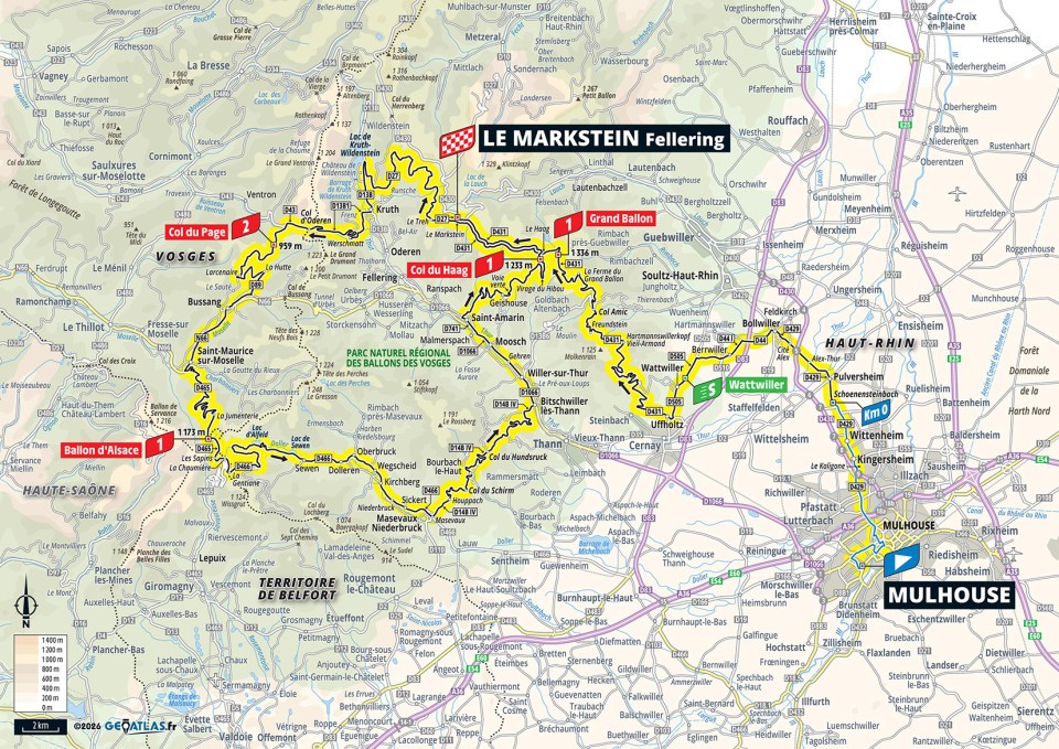 Mapa oficial de la etapa 14 del Tour de Francia 2026: Mulhouse ></noscript> Le Markstein Fellering» class=»wp-image-150671″/><figcaption>Mapa oficial de la etapa 14 del Tour de Francia 2026: Mulhouse > Le Markstein Fellering. Imagen: Tour de France / A.S.O.</figcaption></figure>
<h2>Etapa 15: Champagnole > Plateau de Solaison</h2>
<p><strong>19/07 | 183,9 km | Montaña.</strong> Champagnole > Plateau de Solaison es una de las llegadas nuevas más importantes. El Tour llega a un final en alto largo y exigente justo antes del segundo descanso. La etapa puede definir quién entra a la última semana con opciones reales. Del Toro, por perfil escalador, podría ser un apoyo decisivo en la aproximación final.</p>
<figure class=