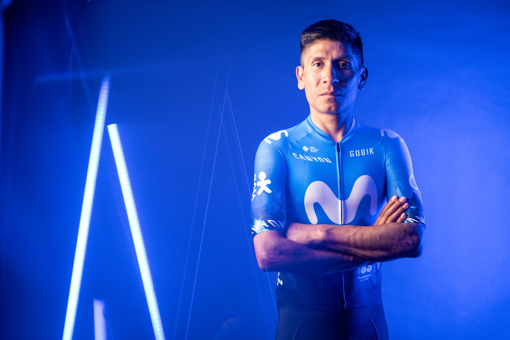 Nairo Quintana en una sesión oficial del Movistar Team
