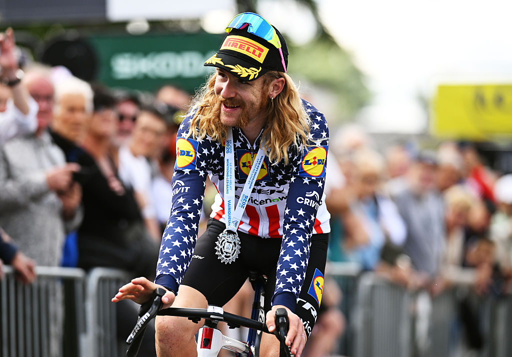 Quinn Simmons después de ganar en Montrond-les-Bains