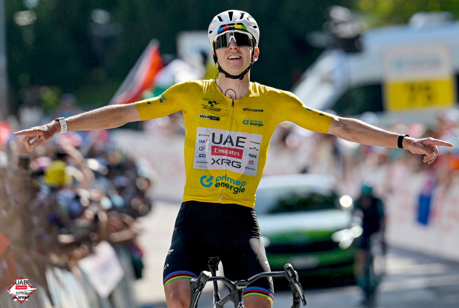 Tour de Francia 2026: los equipos más fuertes UAE Team Emirates-XRG celebrando en el Tour de Suiza 2026