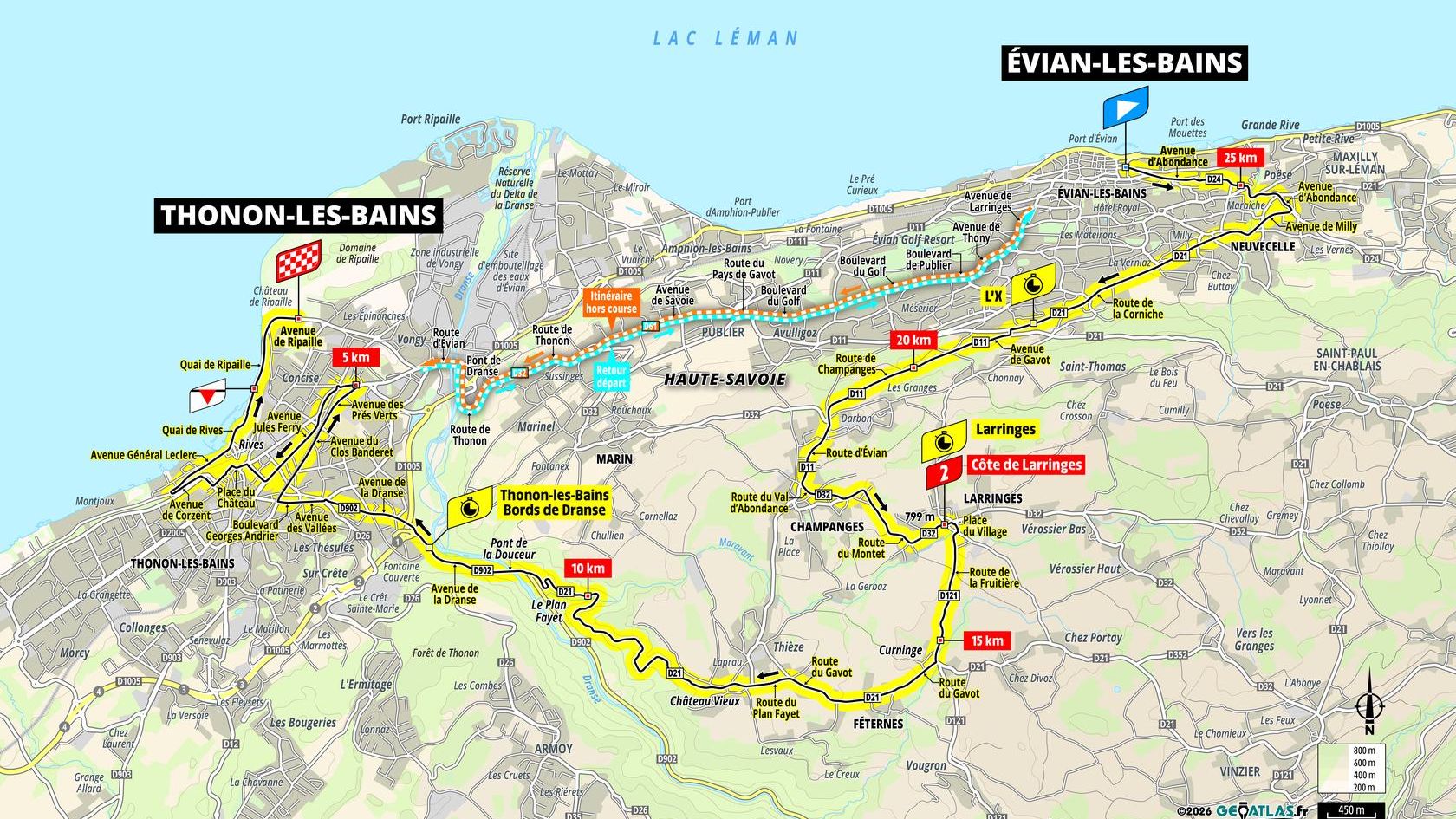 Mapa oficial del recorrido de la etapa 20 del Tour de Francia 2026 entre Le Bourg d'Oisans y Alpe d'Huez