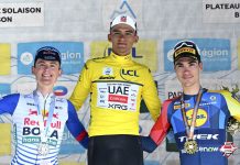 Isaac Del Toro y el reto de convertirse en líder Isaac Del Toro en el podio como líder del Tour Auvergne 2026