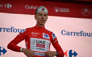 Etapa 3 de la Vuelta a España 2026: perfil, favoritos y dónde verla en Colombia Tadej Pogacar con el maillot rojo de líder de la Vuelta a España 2026