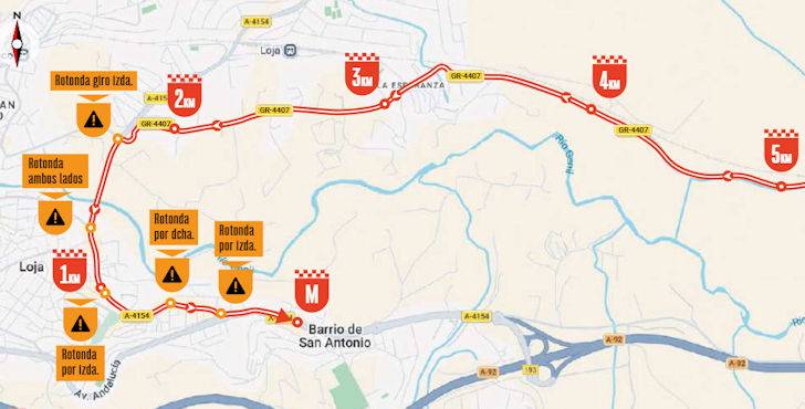 Recorrido final de la etapa 13 de la Vuelta a España 2026 entre Almuñécar y Loja