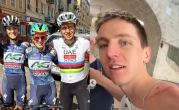 Pogačar vuelve a entrenar en carretera y muestra la cicatriz de su caída