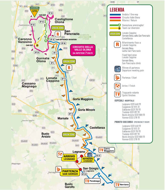 Recorrido de la Coppa Bernocchi 2026 en Legnano y Valle Olona